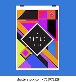 Trendy geometric elements memphis poster design. Retro style texture, pattern and elements. Modern abstract cover design template