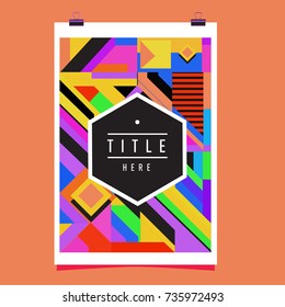 Trendy geometric elements memphis poster design. Retro style texture, pattern and elements. Modern abstract cover design template