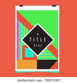 Trendy geometric elements memphis poster design. Retro style texture, pattern and elements. Modern abstract cover design template