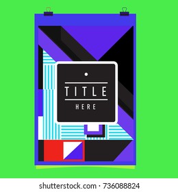 Trendy geometric elements memphis poster design. Retro style texture, pattern and elements. Modern abstract cover design template
