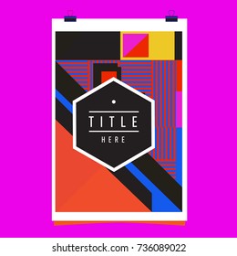 Trendy geometric elements memphis poster design. Retro style texture, pattern and elements. Modern abstract cover design template