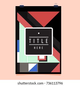 Trendy geometric elements memphis poster design. Retro style texture, pattern and elements. Modern abstract cover design template