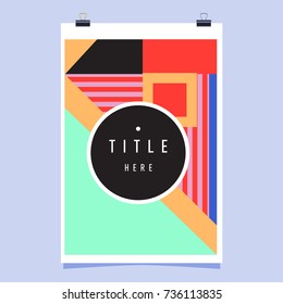 Trendy geometric elements memphis poster design. Retro style texture, pattern and elements. Modern abstract cover design template