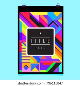 Trendy geometric elements memphis poster design. Retro style texture, pattern and elements. Modern abstract cover design template