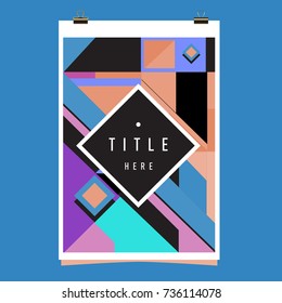 Trendy geometric elements memphis poster design. Retro style texture, pattern and elements. Modern abstract cover design template