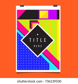 Trendy geometric elements memphis poster design. Retro style texture, pattern and elements. Modern abstract cover design template
