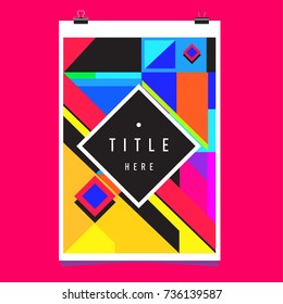 Trendy geometric elements memphis poster design. Retro style texture, pattern and elements. Modern abstract cover design template
