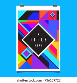 Trendy geometric elements memphis poster design. Retro style texture, pattern and elements. Modern abstract cover design template
