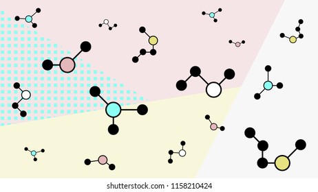 Trendy geometric elements memphis style. Seamless memphis pattern web and postcards. Hipster poster, black, green, pink, yellow and white color background. Vector illustration.