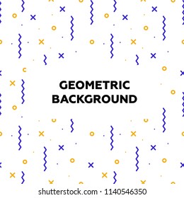 Trendy geometric elements. Place for text. Memphis style backgrounds. Retro seamless patterns. Modern abstract design.