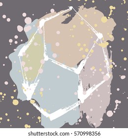 Trendy geometric elements. Polygonal icons with artistic colored background. Vector. Isolated. 