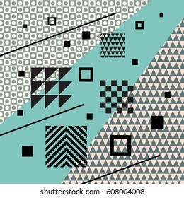 Trendy geometric elements. Retro style texture, pattern. Modern abstract design poster, cover, card design.