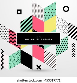 Trendy geometric flat pattern, frame with abstract background for brochure, flyer or presentations design, vector illustration.