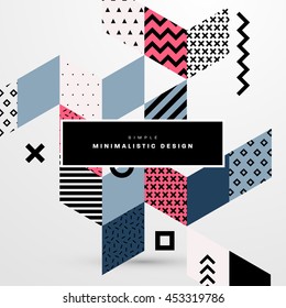 Trendy geometric flat pattern, frame with abstract background for brochure, flyer or presentations design, vector illustration.