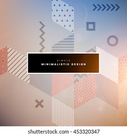 Trendy geometric flat pattern, frame with abstract background for brochure, flyer or presentations design, vector illustration.