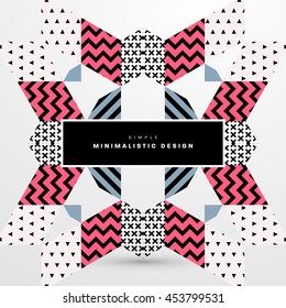 Trendy geometric flat pattern, frame with abstract background for brochure, flyer or presentations design, vector illustration.