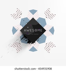 Trendy geometric flat pattern, frame with abstract background for brochure, flyer or presentations design, vector illustration.