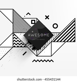 Trendy geometric flat pattern, frame with abstract background for brochure, flyer or presentations design, vector illustration.