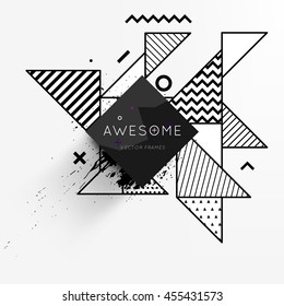 Trendy geometric flat pattern, frame with abstract background for brochure, flyer or presentations design, vector illustration.