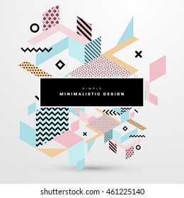 Trendy geometric flat pattern, frame with abstract background for brochure, flyer or presentations design, vector illustration.