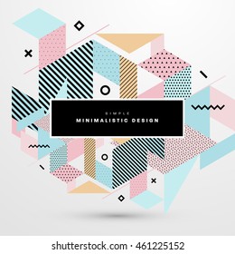 Trendy geometric flat pattern, frame with abstract background for brochure, flyer or presentations design, vector illustration.