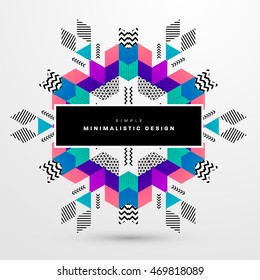 Trendy geometric flat pattern, frame with abstract background for brochure, flyer or presentations design, vector illustration.