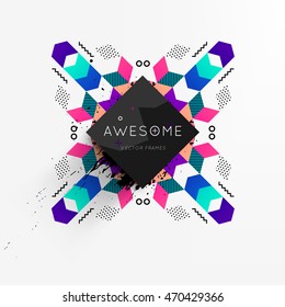 Trendy geometric flat pattern, frame with abstract background for brochure, flyer or presentations design, vector illustration.