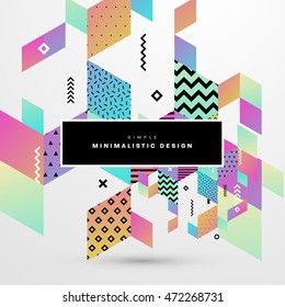 Trendy geometric flat pattern, frame with abstract background for brochure, flyer or presentations design, vector illustration.