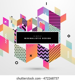 Trendy geometric flat pattern, frame with abstract background for brochure, flyer or presentations design, vector illustration.