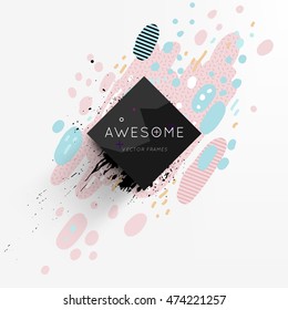 Trendy geometric flat pattern, frame with abstract background for brochure, flyer or presentations design, vector illustration.