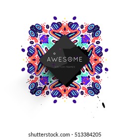 Trendy geometric flat pattern, frame with abstract background for brochure, flyer or presentations design, vector illustration.