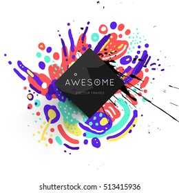 Trendy geometric flat pattern, frame with abstract background for brochure, flyer or presentations design, vector illustration.