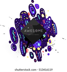 Trendy geometric flat pattern, frame with abstract background for brochure, flyer or presentations design, vector illustration.