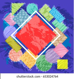 Trendy geometric flat pattern, frame with abstract background for brochure, flayer or presentations design, vector illustration.