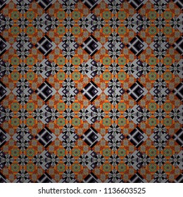 Trendy geometric flat seamless pattern, vector texture for abstract background or brochure, flyer, presentations design. Design for poster, card, invitation in blue, gray and orange colors.