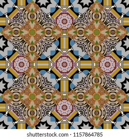 Trendy geometric flat seamless pattern, vector texture for abstract background or brochure, flyer, presentations design. Design for poster, card, invitation in white, gray and black colors.