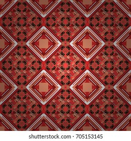 Trendy geometric flat seamless pattern, vector texture for abstract background or brochure, flyer, presentations design. Design for poster, card, invitation in pink, red and brown colors.