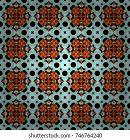 Trendy geometric flat seamless pattern, vector texture for abstract background or brochure, flyer, presentations design. Design for poster, card, invitation in black, brown and blue colors.