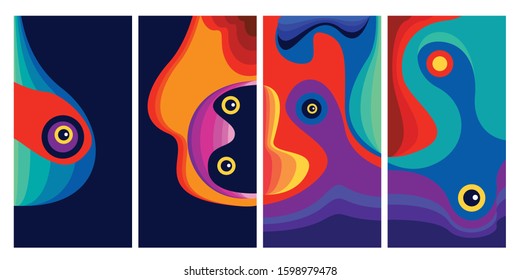 trendy geometric and fluid abstract colorful rainbow gradient background. Use for poster, cover, social media story, banner, and fabric print.