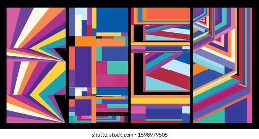 trendy geometric and fluid abstract colorful rainbow gradient background. Use for poster, cover, social media story, banner, and fabric print.