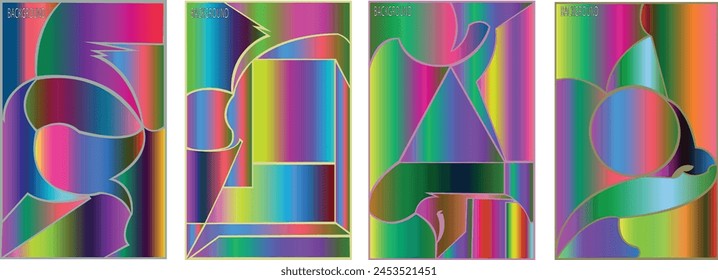 trendy geometric and fluid abstract colorful rainbow gradient background. Use for poster, cover, social media story, banner, and fabric print.