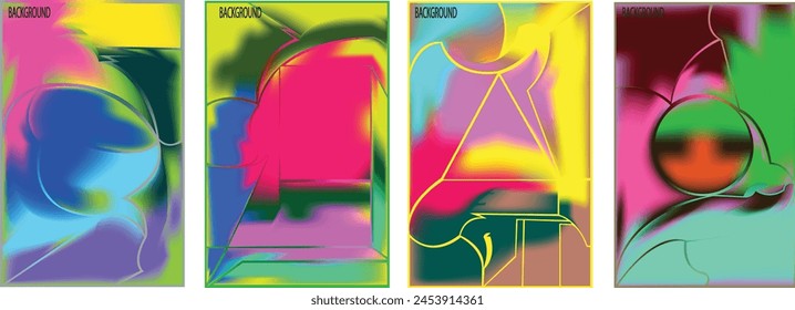 trendy geometric and fluid abstract colorful rainbow gradient background. Use for poster, cover, social media story, banner, and fabric print.