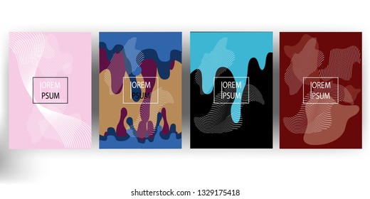 trendy Geometric fluid covers set.  shapes composition.vector background
