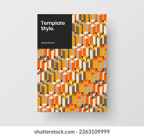 Trendy geometric hexagons handbill concept. Bright flyer A4 vector design layout.