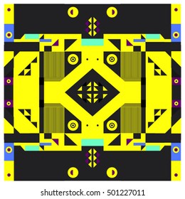 Trendy geometric kaleidoscope elements memphis greeting cards design. Retro style texture, pattern and elements. Modern abstract design poster and cover template