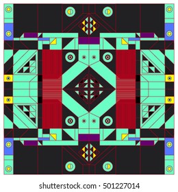 Trendy geometric kaleidoscope elements memphis greeting cards design. Retro style texture, pattern and elements. Modern abstract design poster and cover template