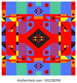 Trendy geometric kaleidoscope elements memphis greeting cards design. Retro style texture, pattern and elements. Modern abstract design poster and cover template