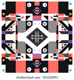 Trendy geometric kaleidoscope elements memphis greeting cards design. Retro style texture, pattern and elements. Modern abstract design poster and cover template