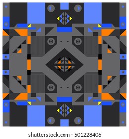 Trendy geometric kaleidoscope elements memphis greeting cards design. Retro style texture, pattern and elements. Modern abstract design poster and cover template