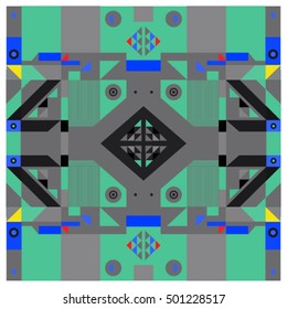 Trendy geometric kaleidoscope elements memphis greeting cards design. Retro style texture, pattern and elements. Modern abstract design poster and cover template